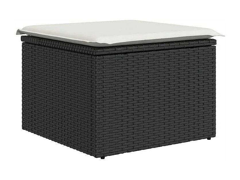 Salon de jardin 6 pcs avec coussins noir résine tressée