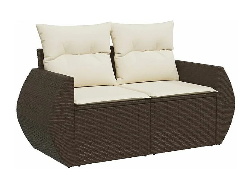 Salon de jardin avec coussins 6 pcs marron résine tressée