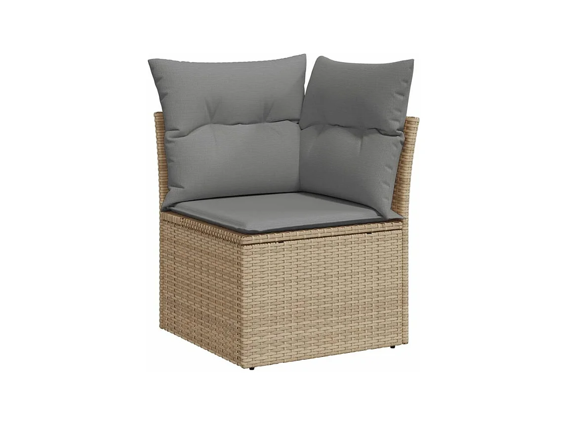 Salon de jardin avec coussins 10 pcs beige résine tressée