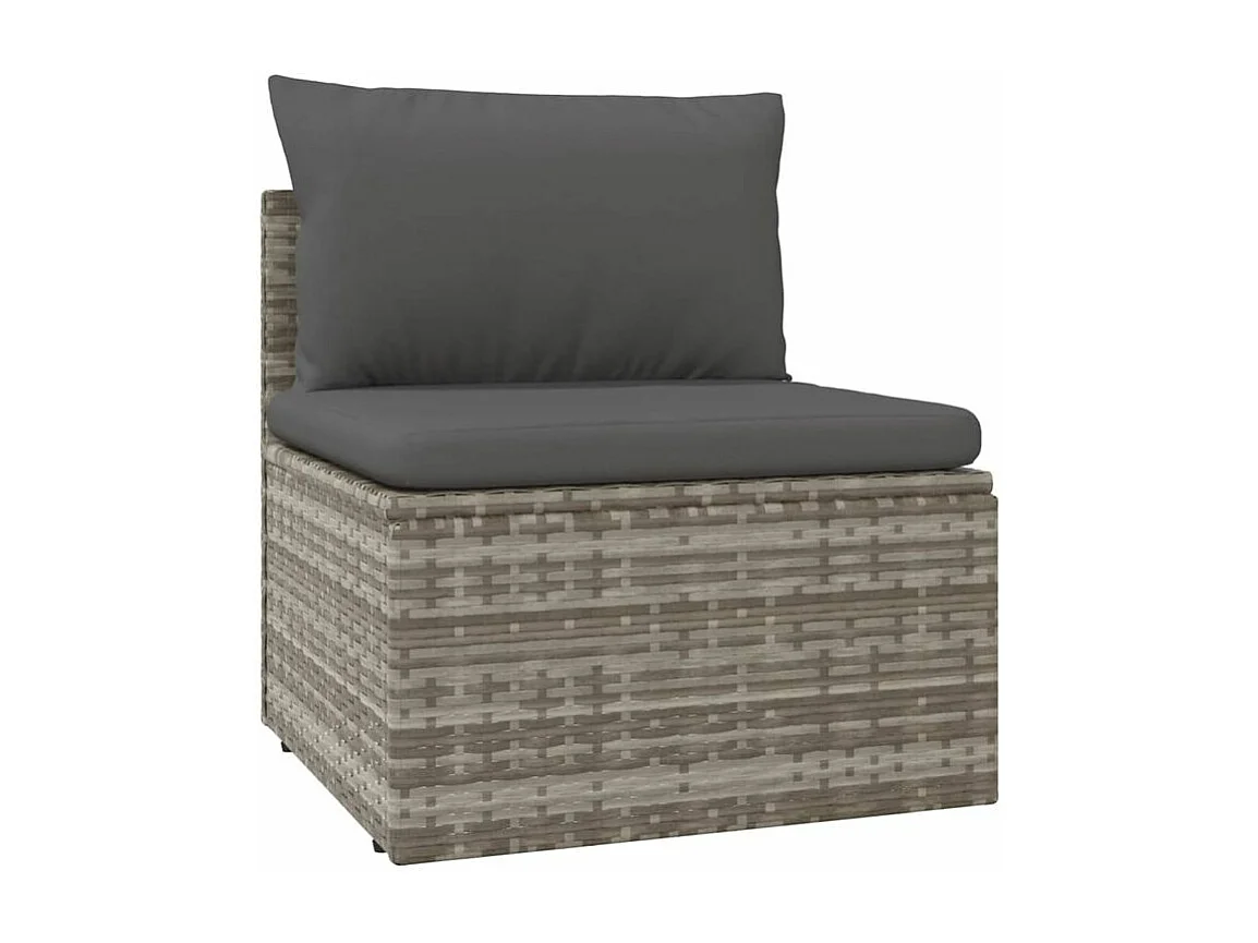 Salon de jardin 5 pcs avec coussins Gris Résine tressée