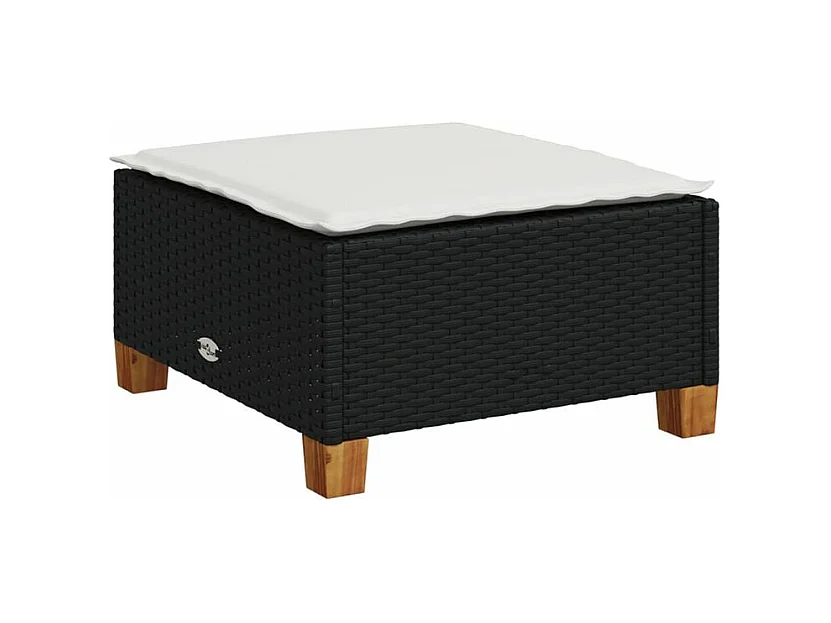 Salon de jardin 8 pcs avec coussins noir résine tressée