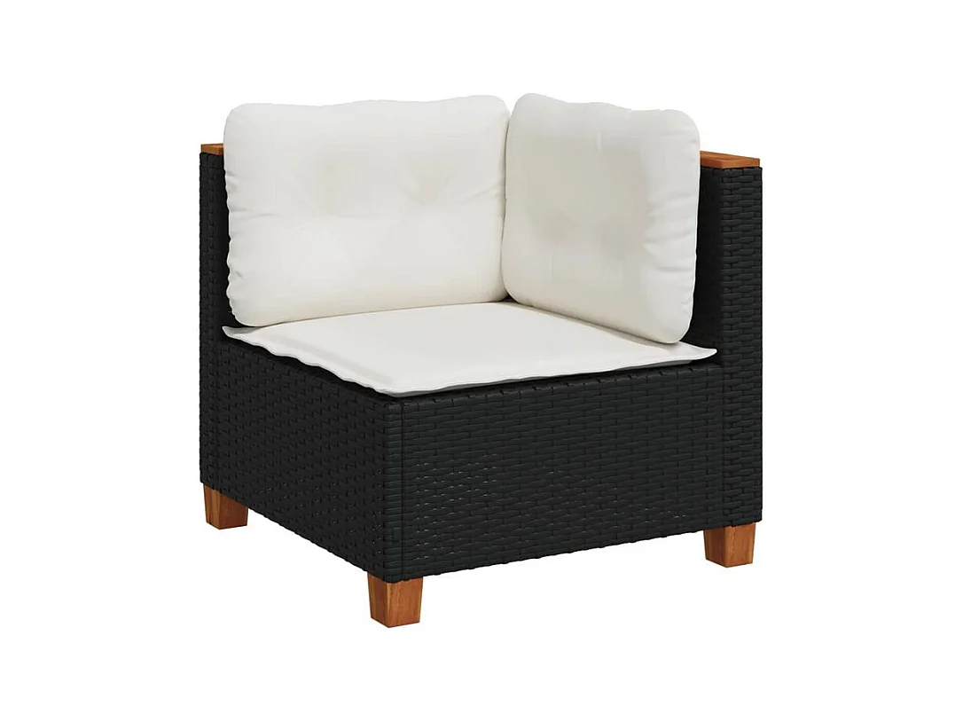 Salon de jardin 8 pcs avec coussins noir résine tressée