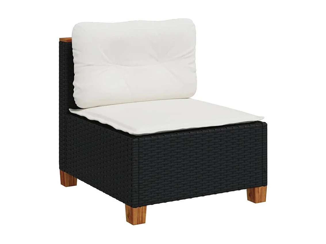 Salon de jardin 8 pcs avec coussins noir résine tressée