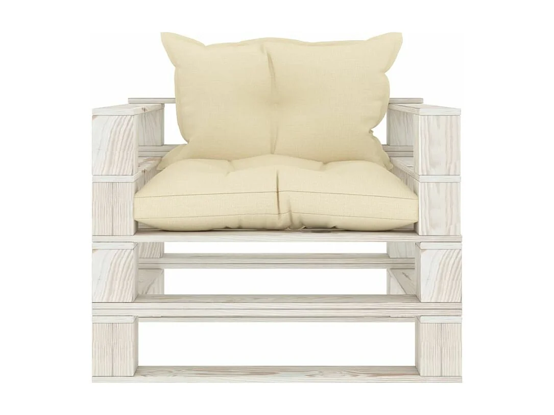 Canapé palette de jardin avec coussins crème Bois