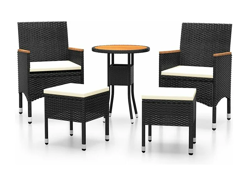 Salon de jardin 5 pcs Résine tressée Noir