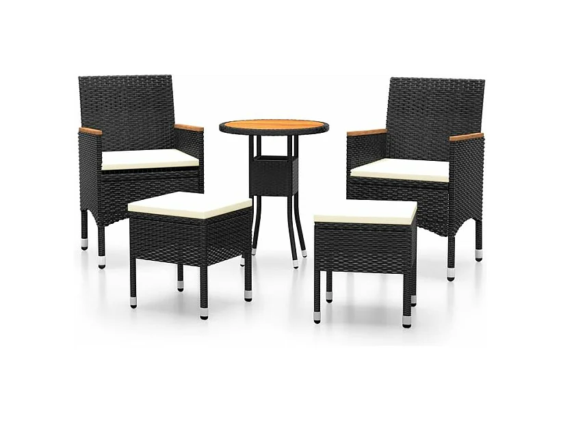 Salon de jardin 5 pcs Résine tressée Noir