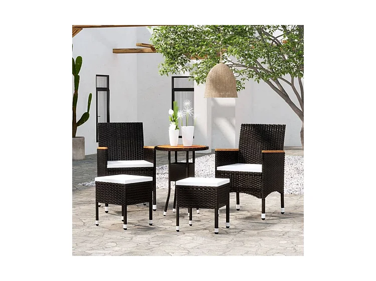 Salon de jardin 5 pcs Résine tressée Noir