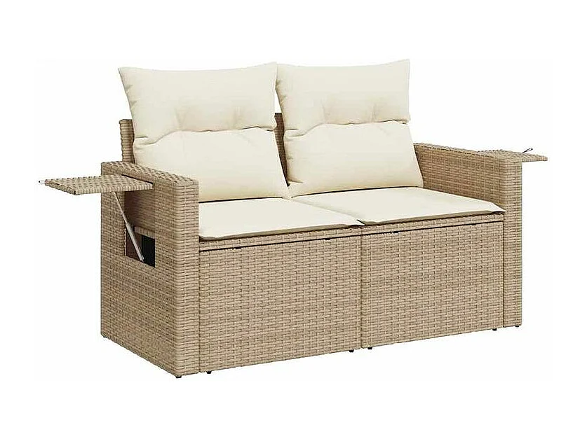 Salon de jardin avec coussins 6 pcs beige résine tressée