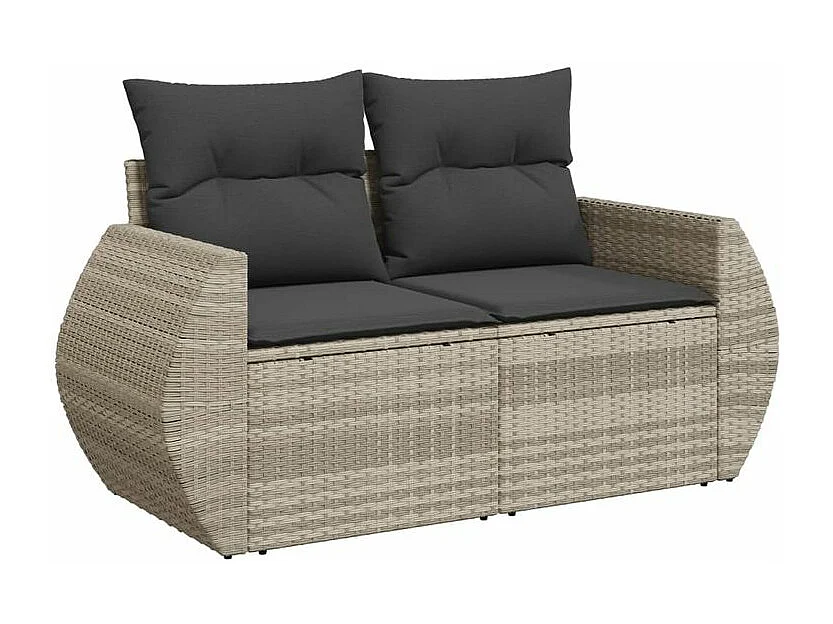 Salon de jardin avec coussins 7 pcs gris clair résine tressée