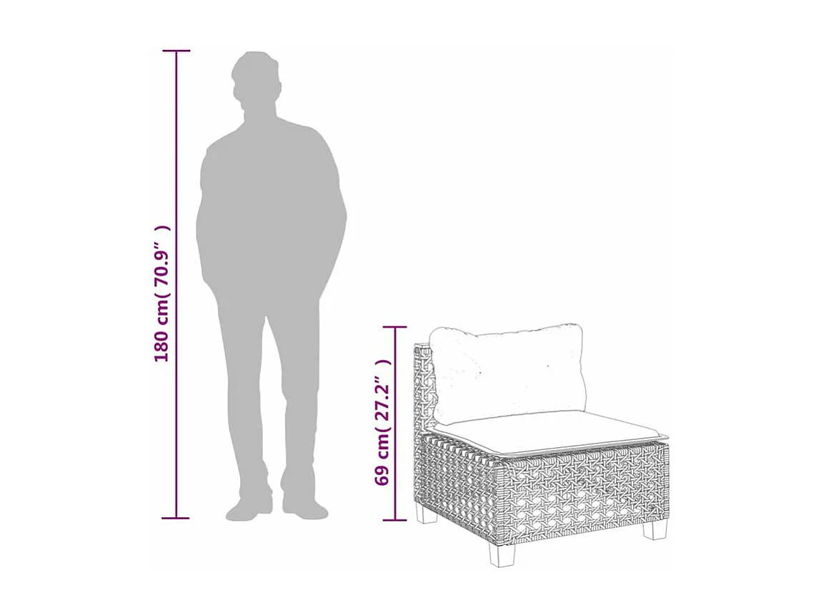 Salon de jardin 6 pcs avec coussins gris résine tressée