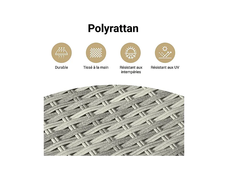 Salon de jardin 5 pcs avec coussins gris clair résine tressée