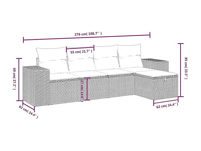Salon de jardin 5 pcs avec coussins gris clair résine tressée