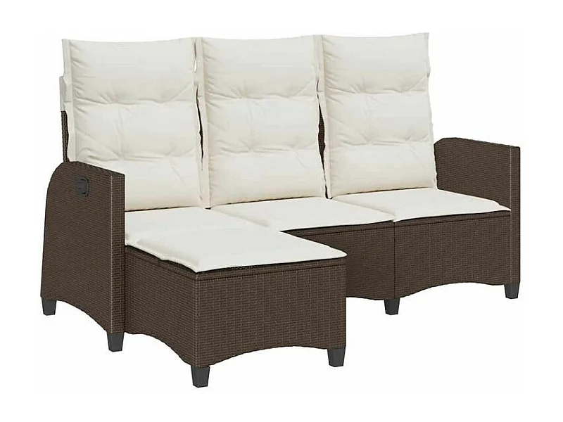 Canapé de jardin inclinable coussins forme L marron polyrotin