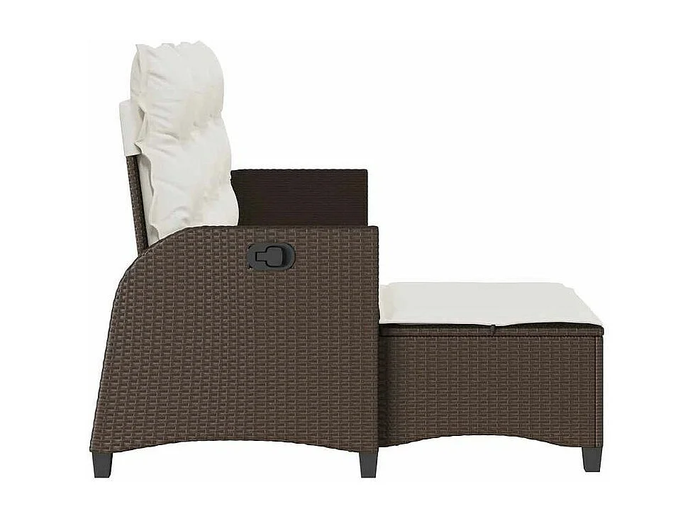 Canapé de jardin inclinable coussins forme L marron polyrotin