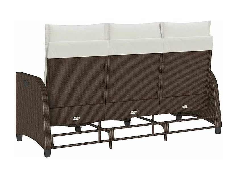 Canapé de jardin inclinable coussins forme L marron polyrotin