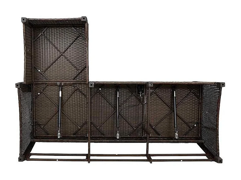 Canapé de jardin inclinable coussins forme L marron polyrotin