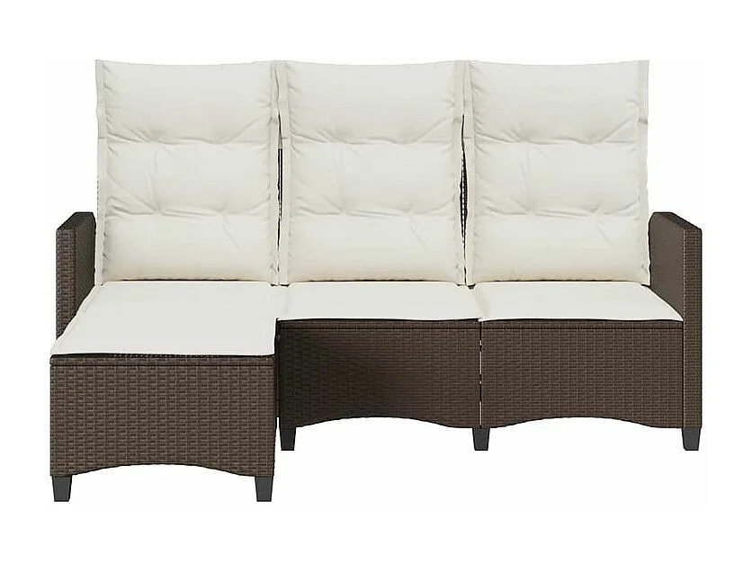 Canapé de jardin inclinable coussins forme L marron polyrotin