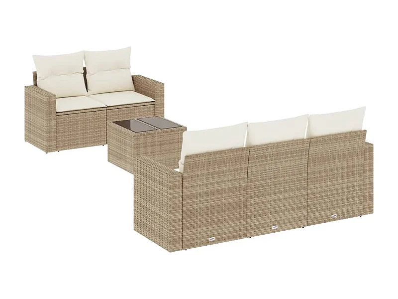 Salon de jardin avec coussins 6 pcs beige résine tressée