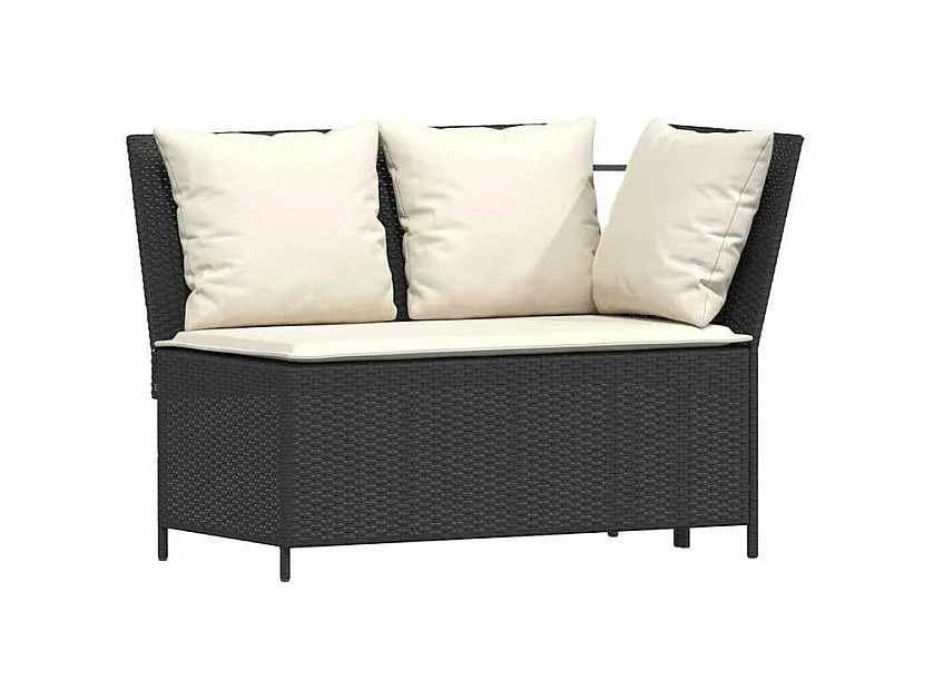 Salon de jardin 3 pcs avec coussins noir résine tressée