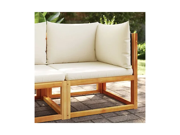 Canapé d'angle de jardin avec coussins bois massif d'acacia