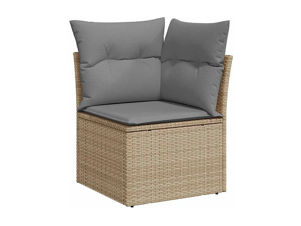 Salon de jardin avec coussins 8 pcs beige résine tressée