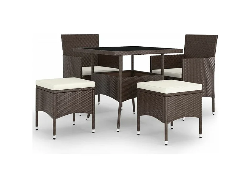 Mobilier de salle à manger de jardin 5pcs Résine tressée Marron