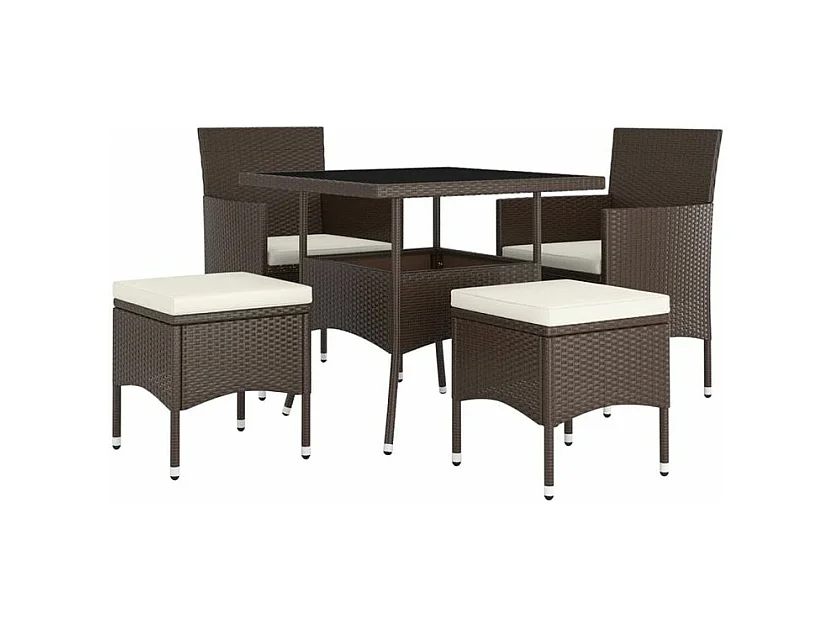 Mobilier de salle à manger de jardin 5pcs Résine tressée Marron