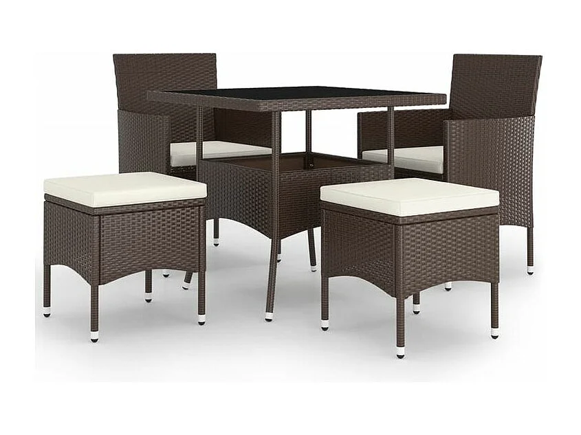 Mobilier de salle à manger de jardin 5pcs Résine tressée Marron