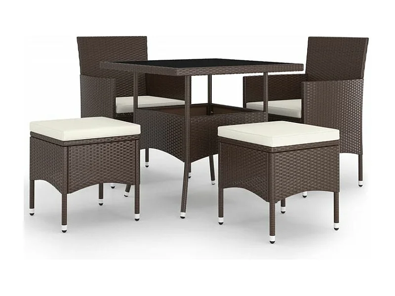 Mobilier de salle à manger de jardin 5pcs Résine tressée Marron