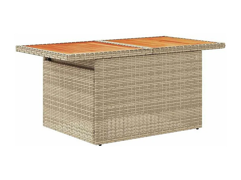 Salon de jardin 6 pcs avec coussins beige résine tressée acacia