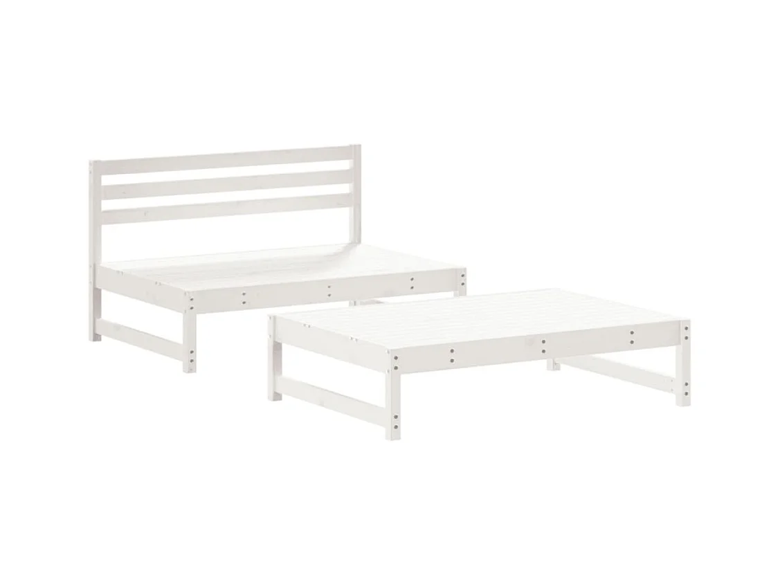 Salon de jardin 2 pcs blanc bois de pin massif