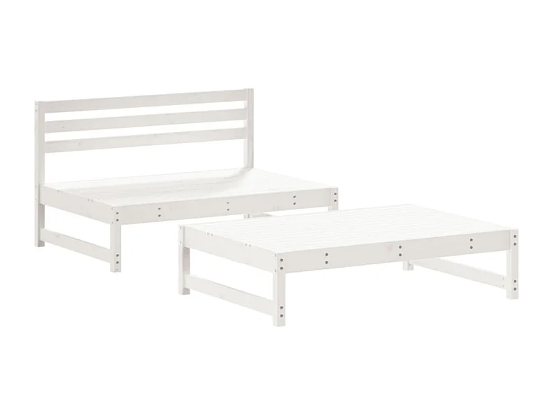 Salon de jardin 2 pcs blanc bois de pin massif