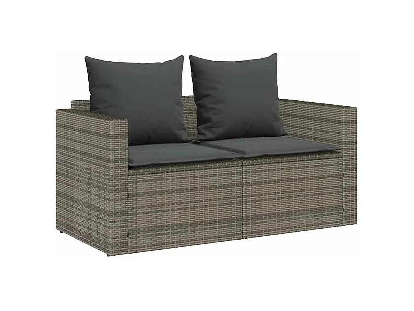 Salon de jardin 5 pcs avec coussins empilable gris polyrotin