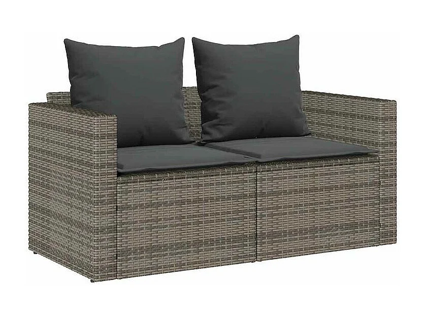 Salon de jardin 5 pcs avec coussins empilable gris polyrotin