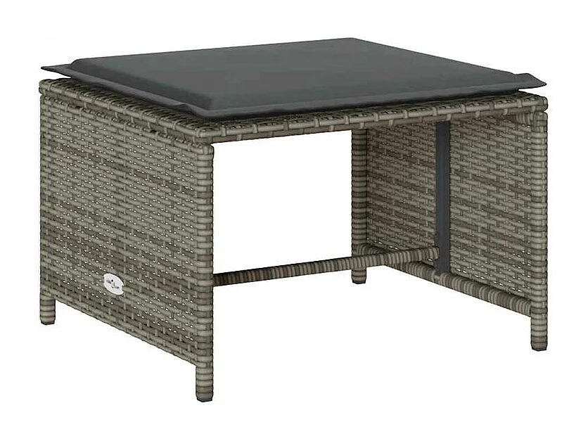 Salon de jardin 5 pcs avec coussins empilable gris polyrotin