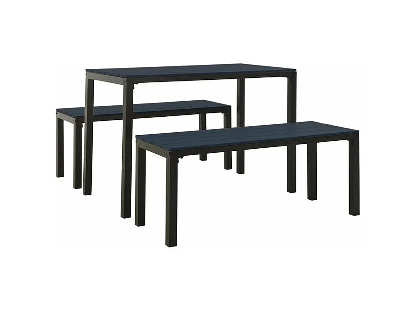 Ensemble à manger de jardin 3 pcs acier et WPC noir