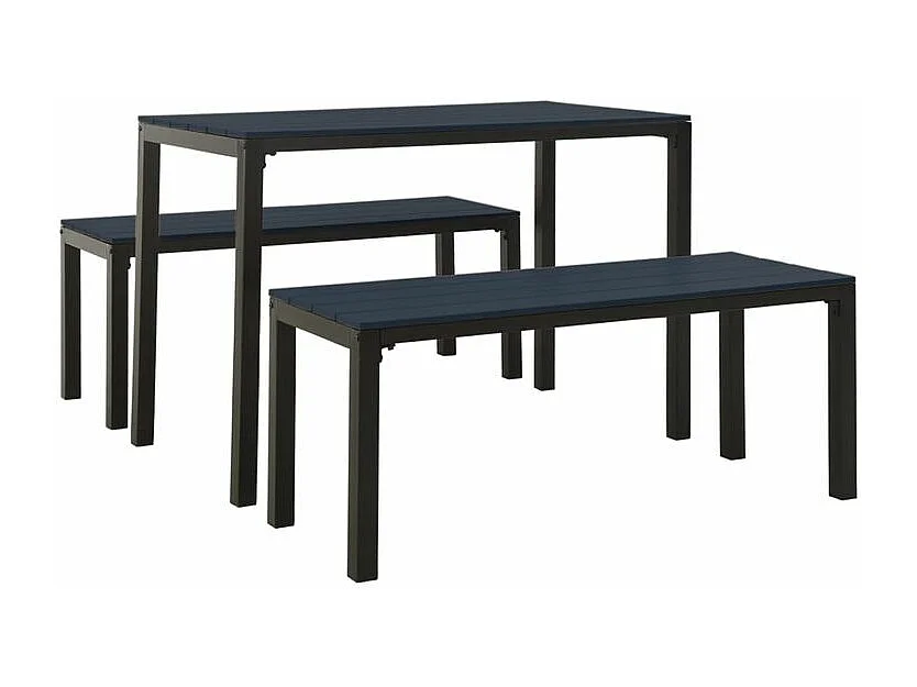 Ensemble à manger de jardin 3 pcs acier et WPC noir
