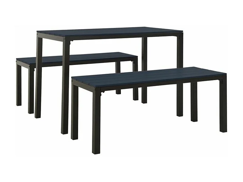 Ensemble à manger de jardin 3 pcs acier et WPC noir