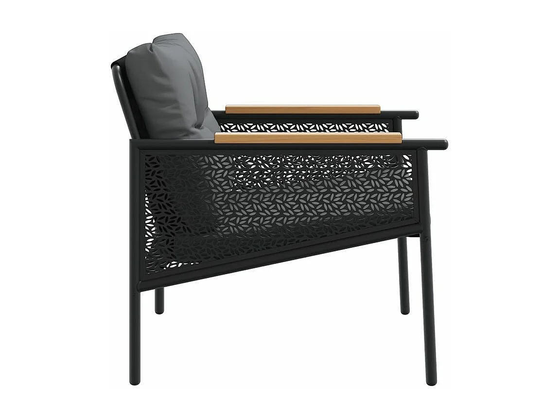 Ensemble de meubles de balcon 4 pcs avec coussins acier noir