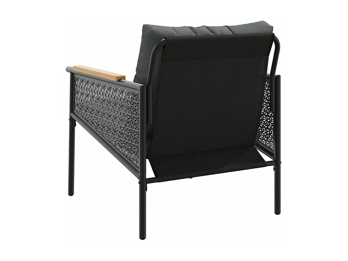 Ensemble de meubles de balcon 4 pcs avec coussins acier noir