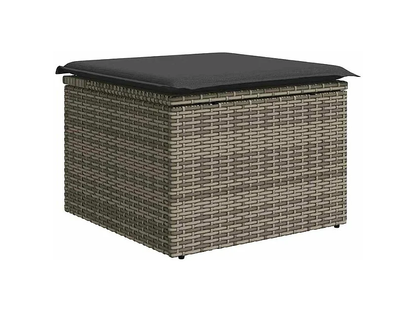 Salon de jardin 6 pcs avec coussins gris résine tressée