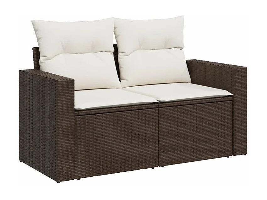 Salon de jardin avec coussins 9 pcs marron résine tressée