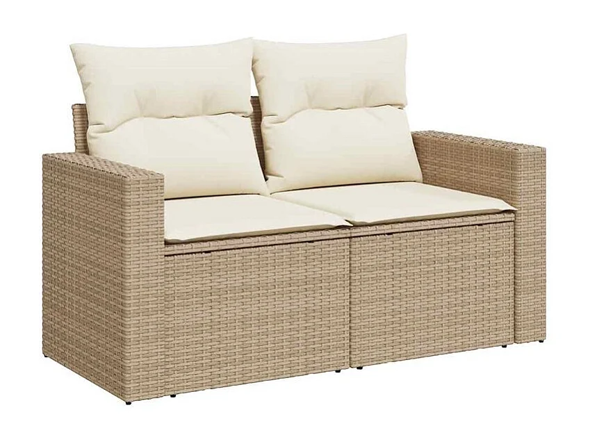 Salon de jardin avec coussins 10 pcs beige résine tressée