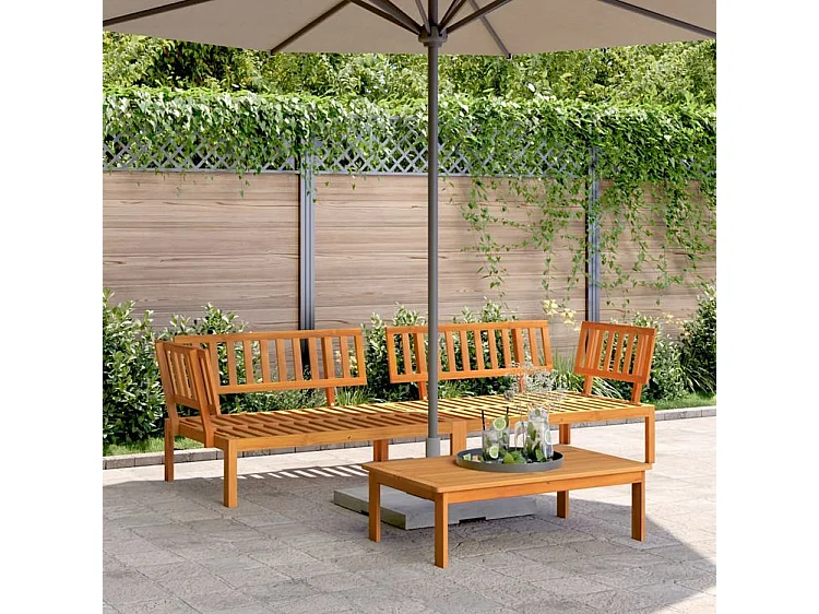 Canapés d'angle palette de jardin 2 pcs bois massif d'acacia