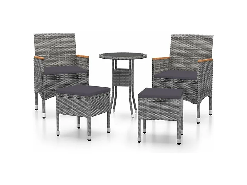 Salon de jardin 5 pcs Résine tressée Gris