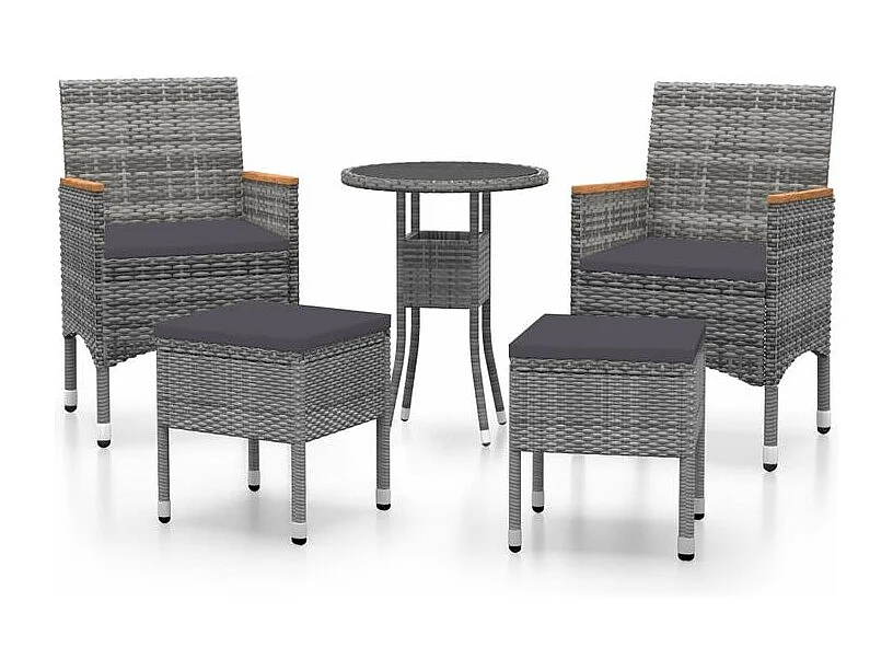 Salon de jardin 5 pcs Résine tressée Gris