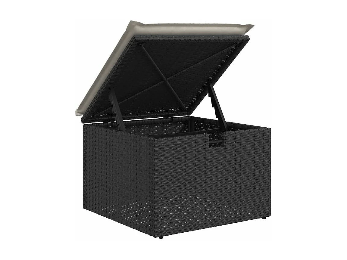 Salon de jardin 5 pcs avec coussins noir résine tressée