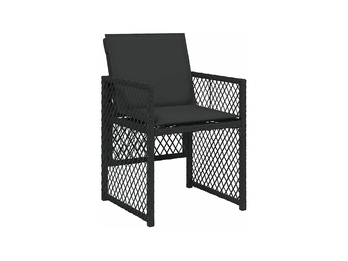 Ensemble à manger de jardin 15 pcs coussins noir résine tressée