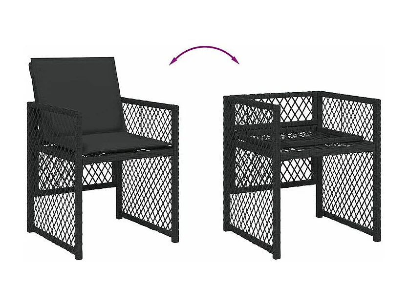 Ensemble à manger de jardin 15 pcs coussins noir résine tressée