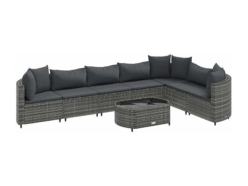 Salon de jardin 8 pcs avec coussins gris résine tressée